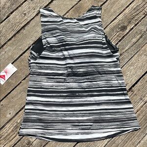 Lands' End Black and White Sleeveless Swim Tank Top